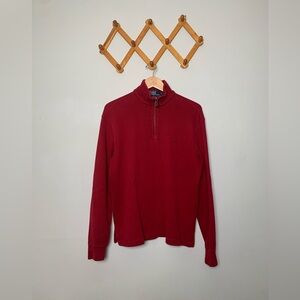 Men’s Vintage 90s Y2K Ralph Lauren Red 1/4 Zip Pullover Sweater SZ M
